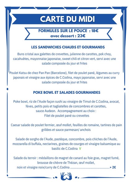 menu restaurant l'audeon lagrasse été 4
