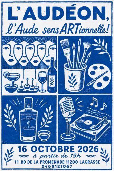 affiche de l'évènement a l'audeon lagrasse vinaigrerie codina