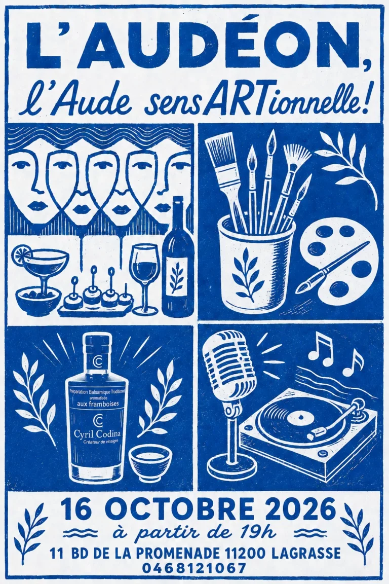 affiche de l'évènement a l'audeon lagrasse vinaigrerie codina